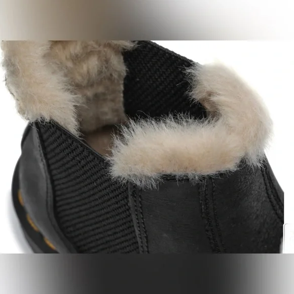 NWT Dr. Martens 2976 Faux Fur Lined Leather Chelsea in Black Burnished Wyoming - Picture 9 of 15